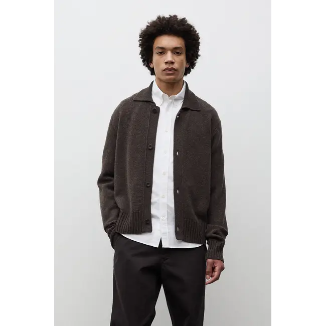 Norse Projects Aldrup Lambswool Cardigan - Heathland Brown