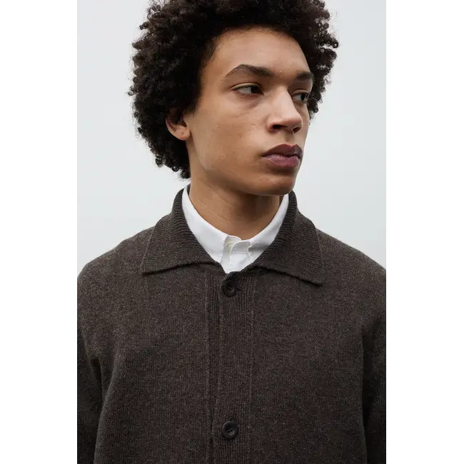 Norse Projects Anholt Lambswool Cardigan - Heathland Brown