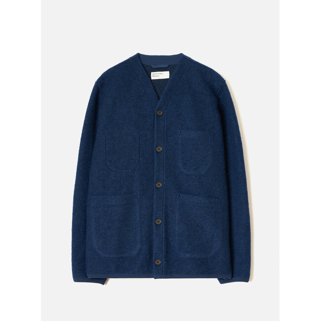Universal Works Wool Fleece Cardigan - Indigo