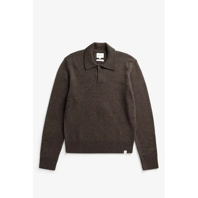Norse Projects Anholt Lambswool Polo - Heathland Brown