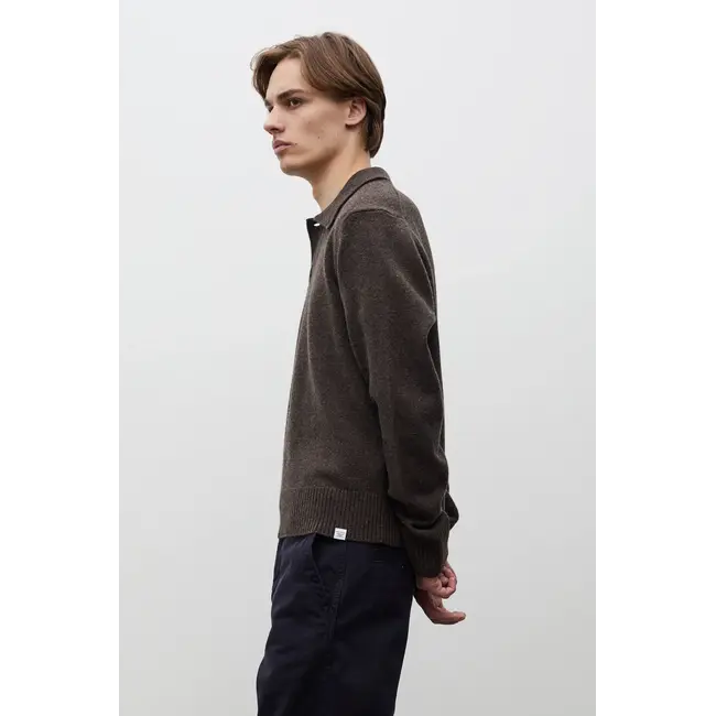 Norse Projects Anholt Lambswool Polo - Heathland Brown