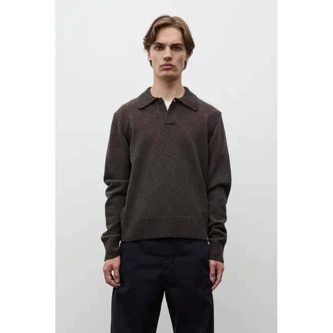 Norse Projects Anholt Lambswool Polo - Heathland Brown