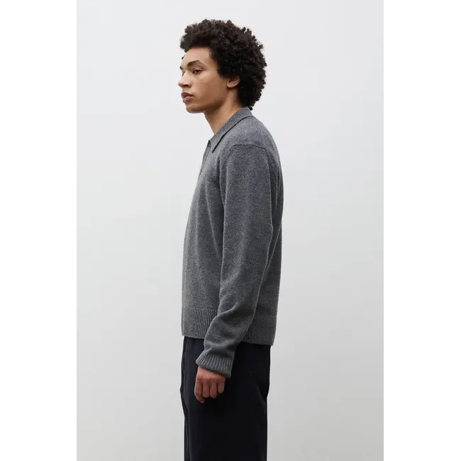Norse Projects Anholt Lambswool Polo - Grey Melange