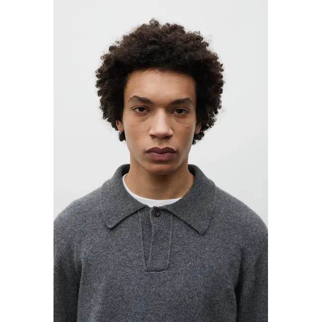 Norse Projects Anholt Lambswool Polo - Grey Melange