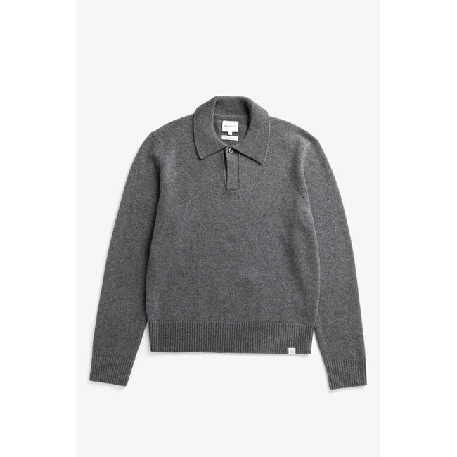 Norse Projects Anholt Lambswool Polo - Grey Melange