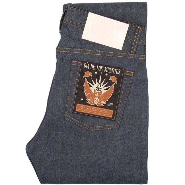Naked and Famous Denim Weird Guy - Dia De Los Muertos Selvedge Bat - Indigo