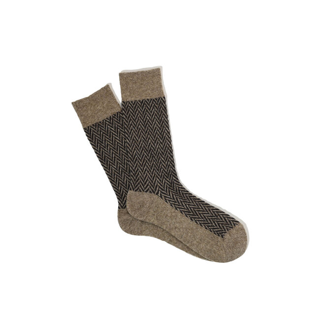 Anonymous Ism Wool Herringbone Crew Socks – S.Beige