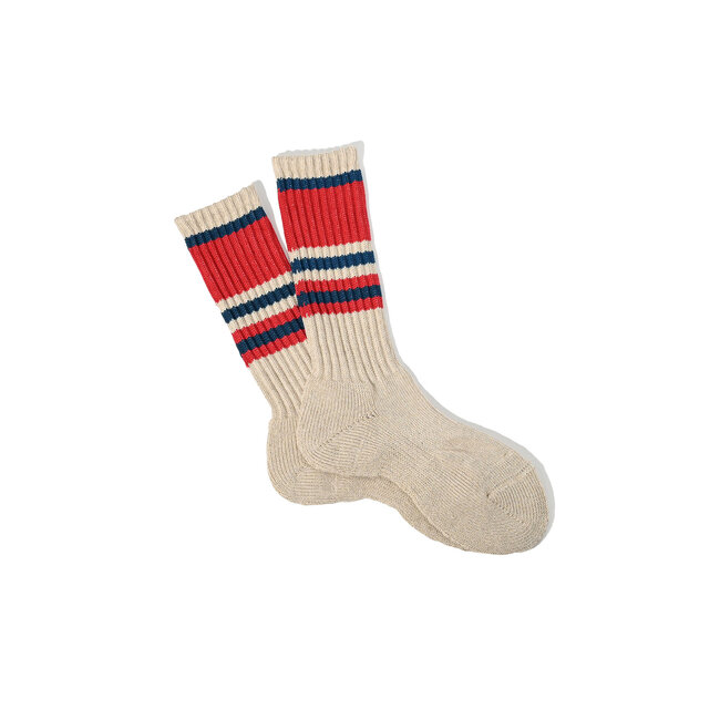 Anonymous Ism Hemp Random Line Pile Crew Socks – Red