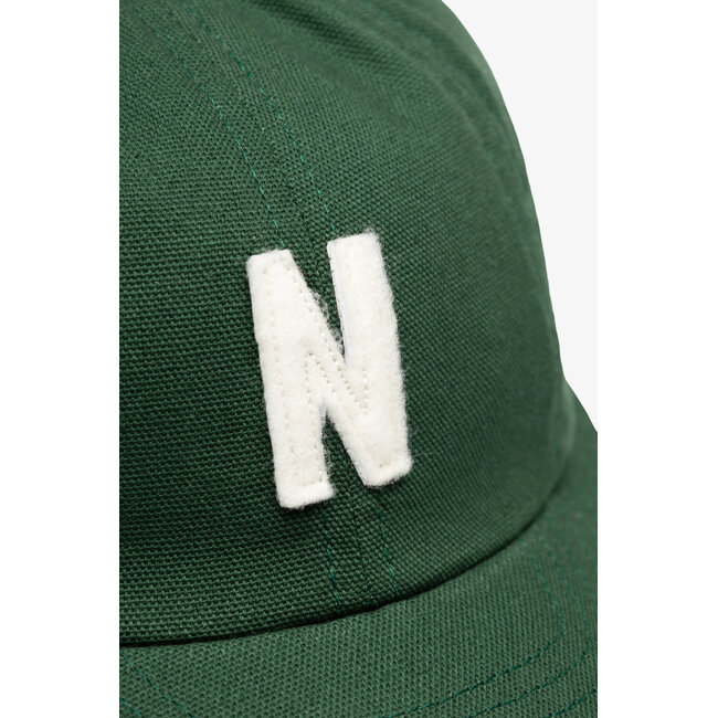 Norse Projects Light Canvas Felt N 8 Panel Cap - Hunter Green