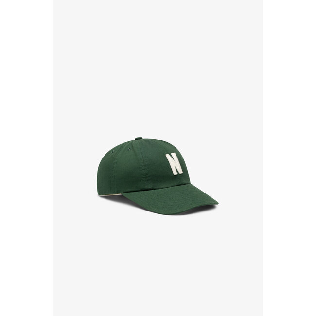 Norse Projects Light Canvas Felt N 8 Panel Cap - Hunter Green