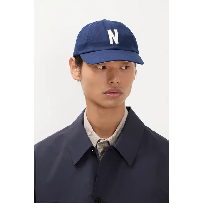 Norse Projects Light Canvas Felt N 8 Panel Cap - Dark Blue