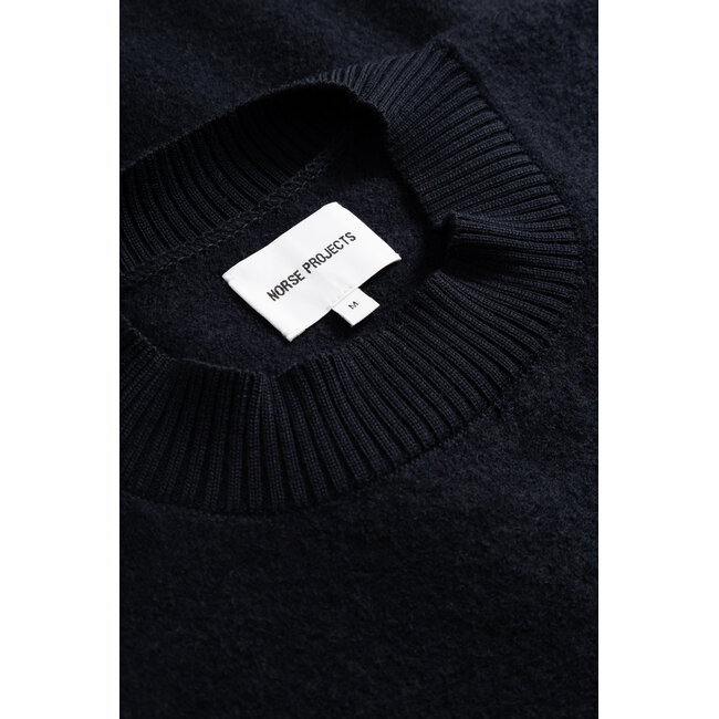 Norse Projects Kragholm Boiled Wool Crewneck - Dark Navy
