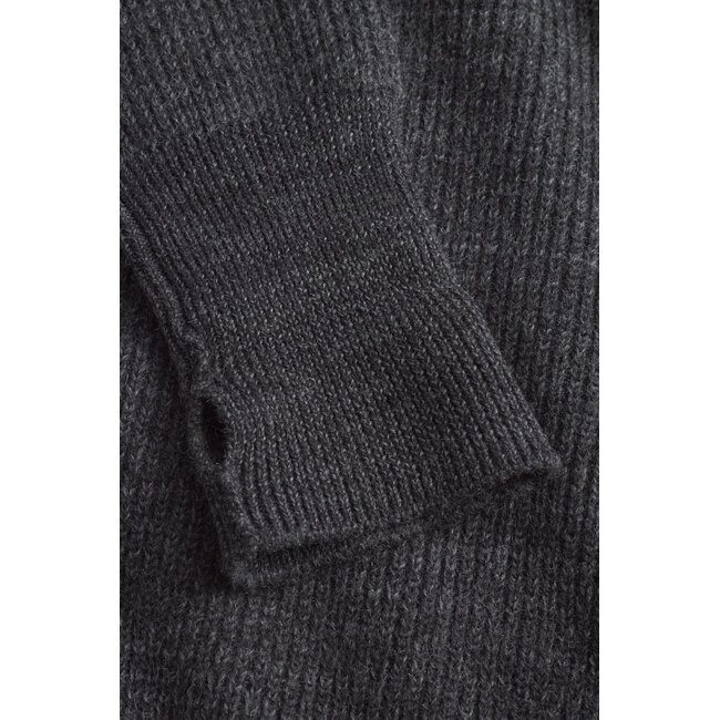 Norse Projects Henning Cotton Wool Rib Sweater - Dark Grey Melange