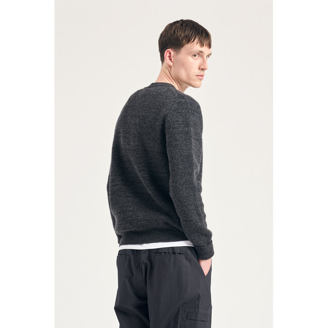 Norse Projects Henning Cotton Wool Rib Sweater - Dark Grey Melange