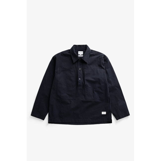 Norse Projects Grenskogen Compact Cotton Pullover Shirt - Dark Navy