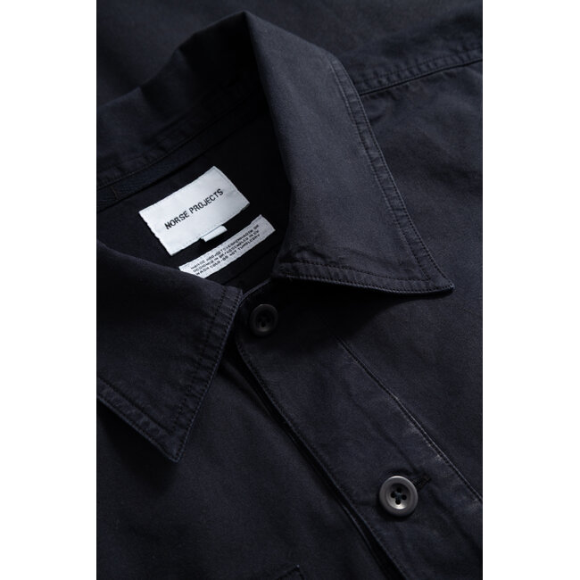 Norse Projects Grenskogen Compact Cotton Pullover Shirt - Dark Navy