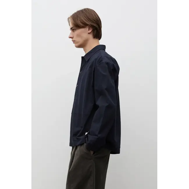 Norse Projects Grenskogen Compact Cotton Pullover Shirt - Dark Navy