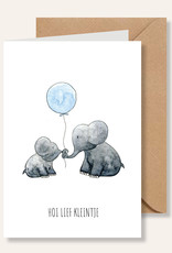 Juulz Wenskaart Juulz hoi lief kleintje olifant blauw