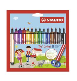 Stabilo Viltstiften Trio Scribbi set 14 kleuren