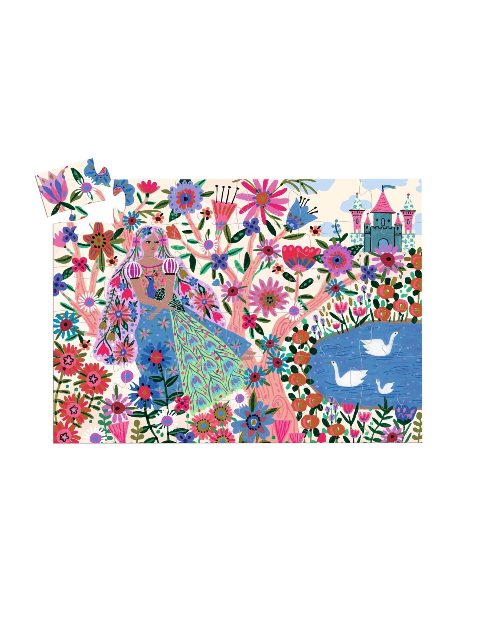 Djeco Silhouetpuzzel De prinses en haar pauw
