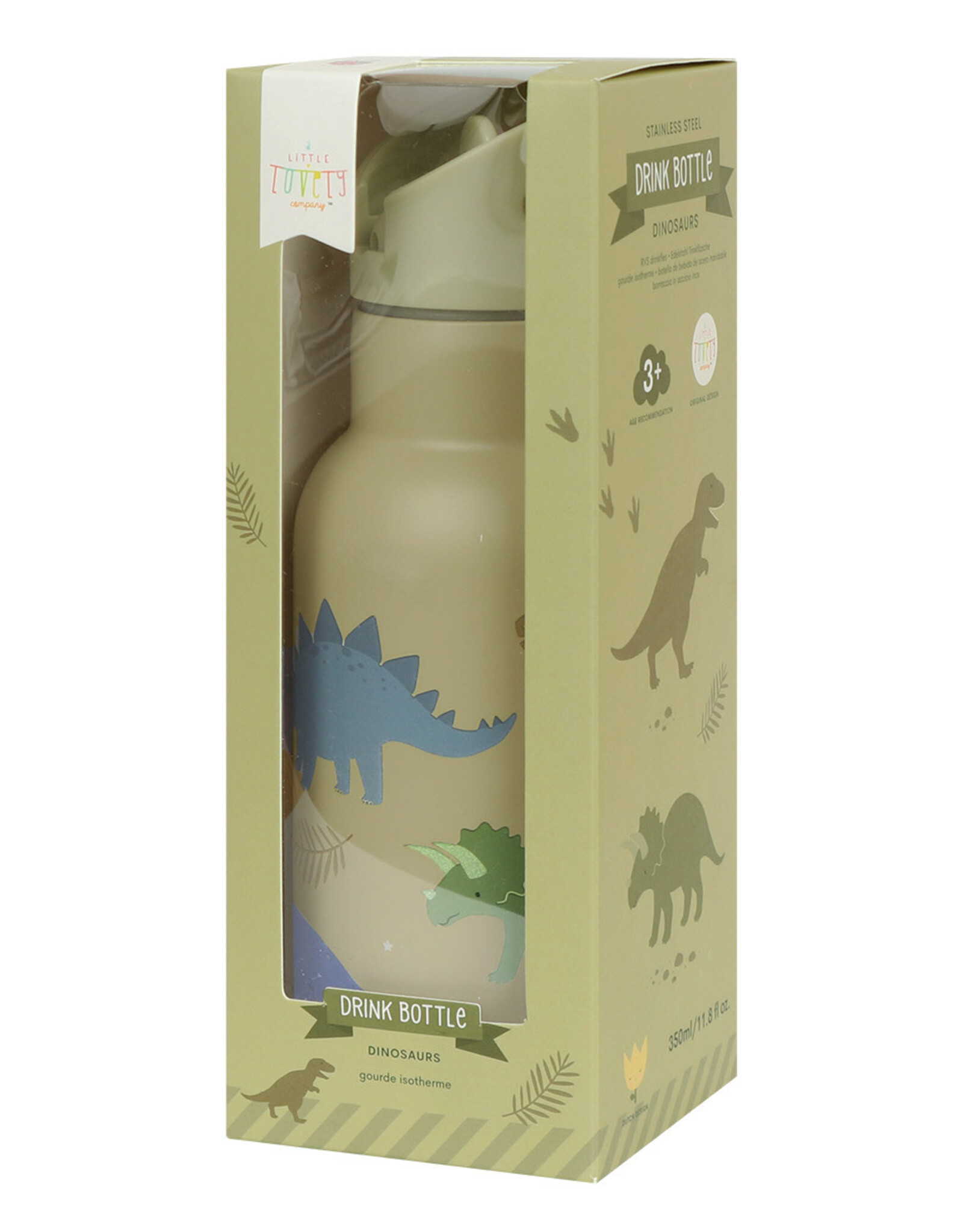 A Little Lovely Company Drinkfles RVS Dinosaurussen