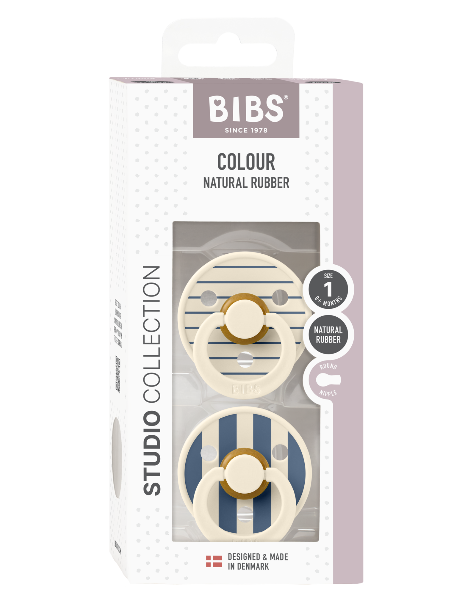 BIBS Fopspeen set BIBS Studio Colour Pin Ivory / Steel blue