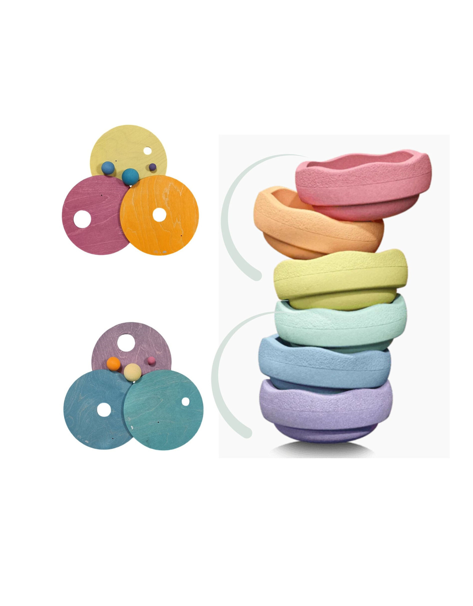 Grimm's GRIMM’S x Stapelstein® Rolling Discs Warm Pastel