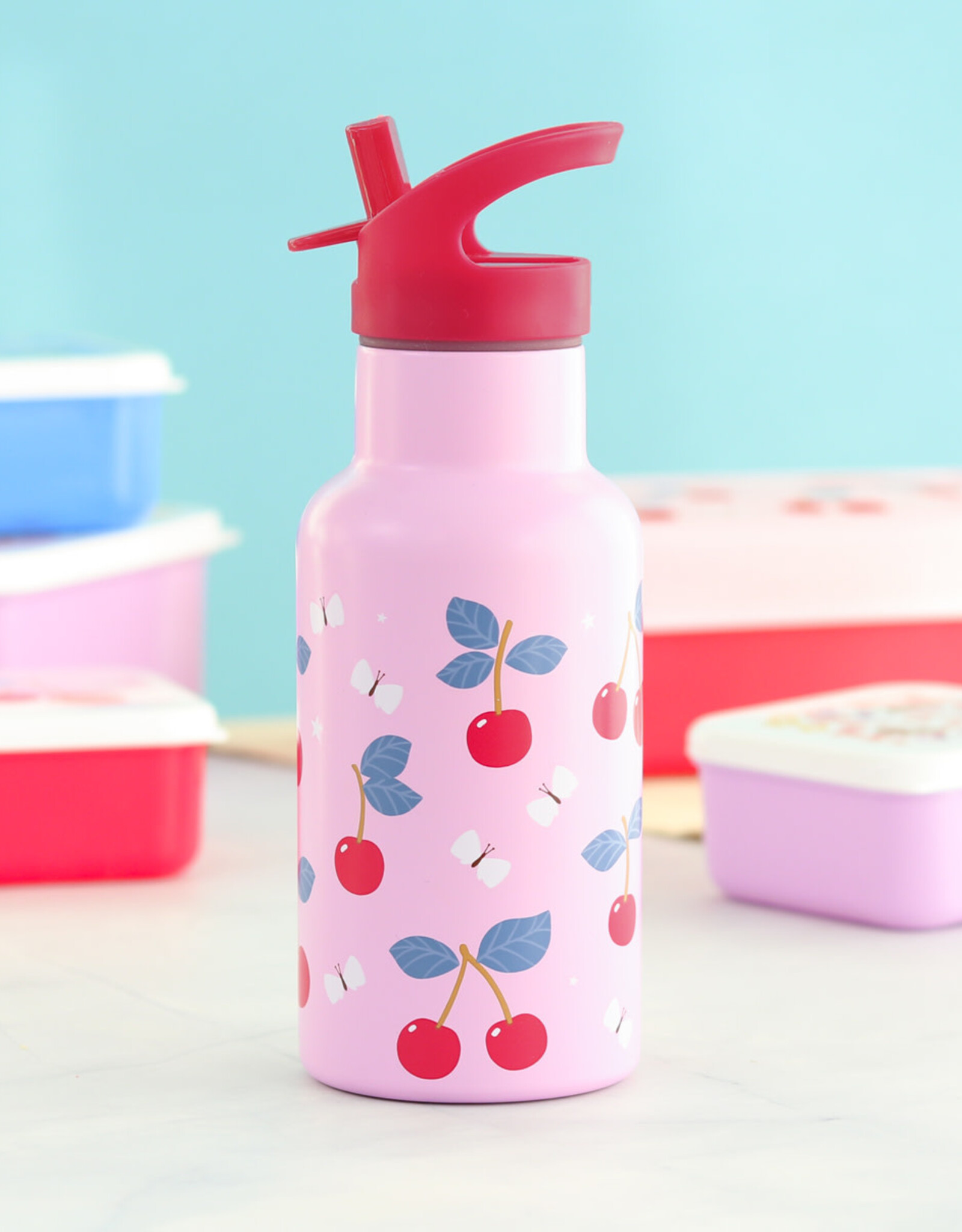 A Little Lovely Company Drinkfles RVS Cherries