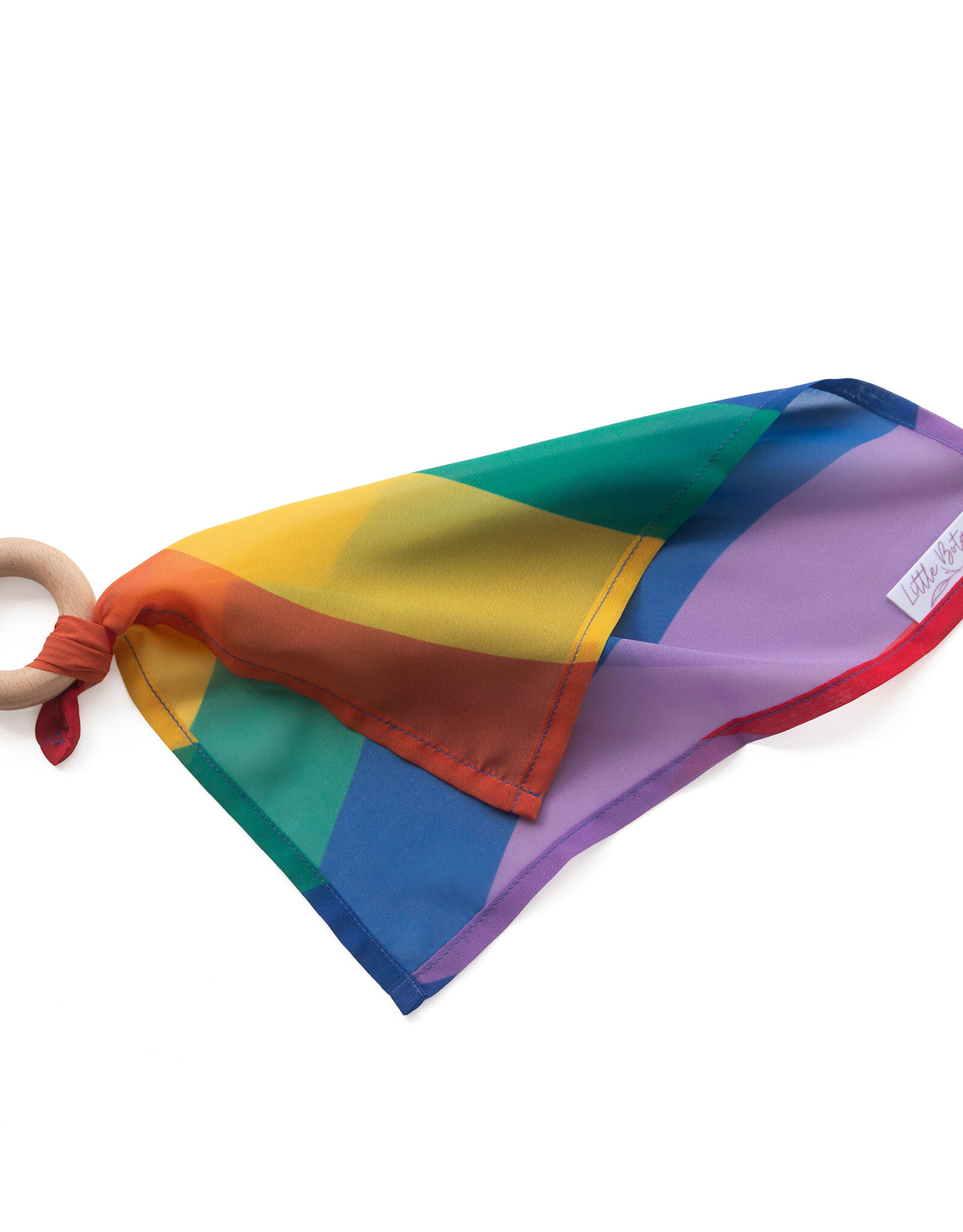 Little Botanic Label Playcycle speeldoek 30cm met ring waves regenboog