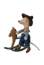 Maileg Kleine broer Cowboy Muis met hobbelpaard
