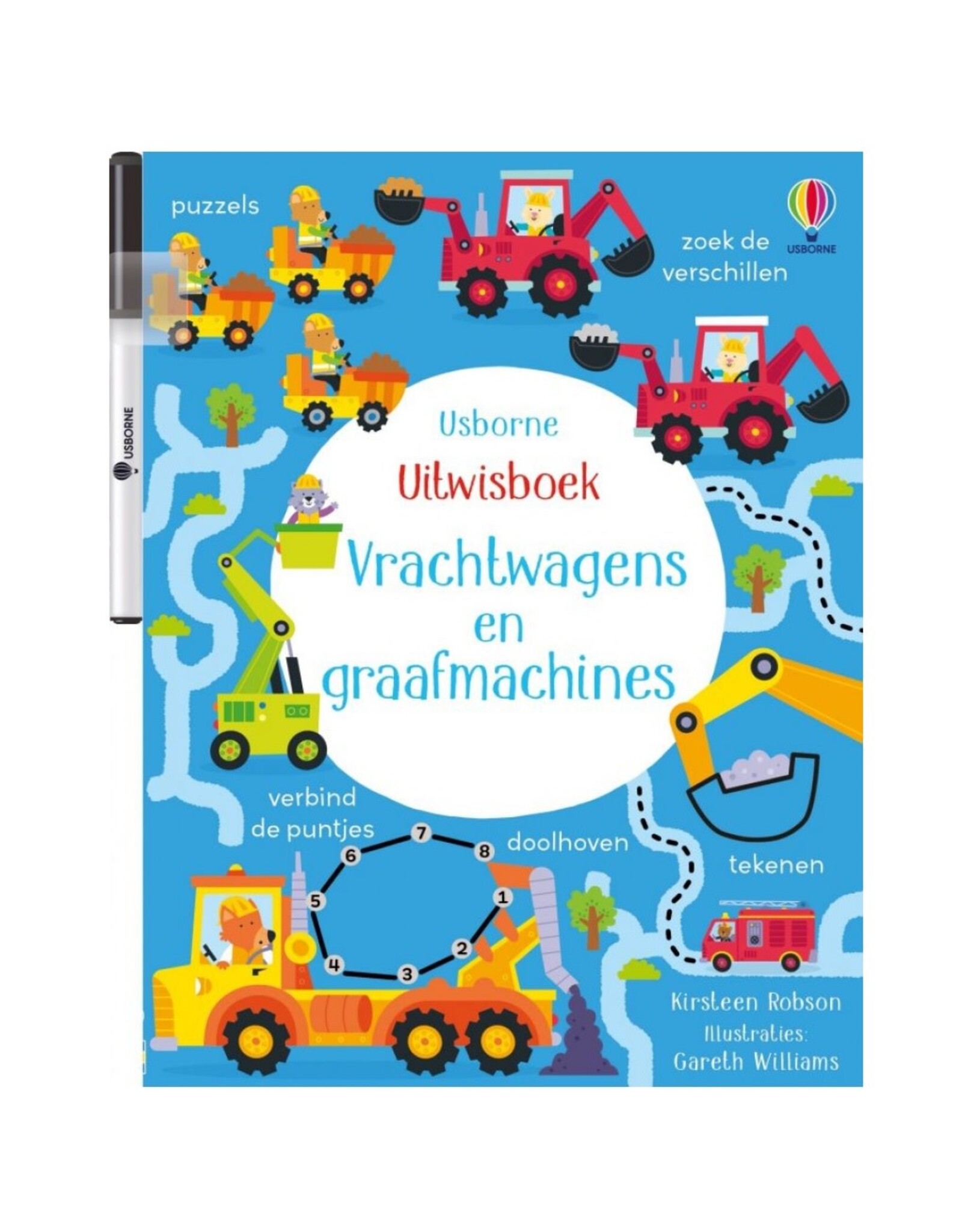 Usborne Uitwisboek Vrachtwagens en graafmachines
