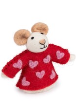 Sjaal met Verhaal Vingerpopje Muis Sweetheart rood