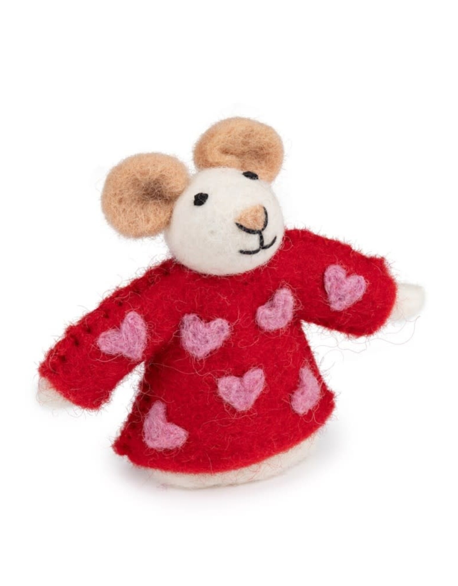 Sjaal met Verhaal Vingerpopje Muis Sweetheart rood