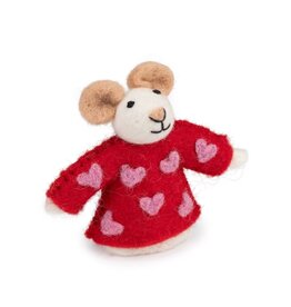 Sjaal met Verhaal Vingerpopje Muis Sweetheart rood