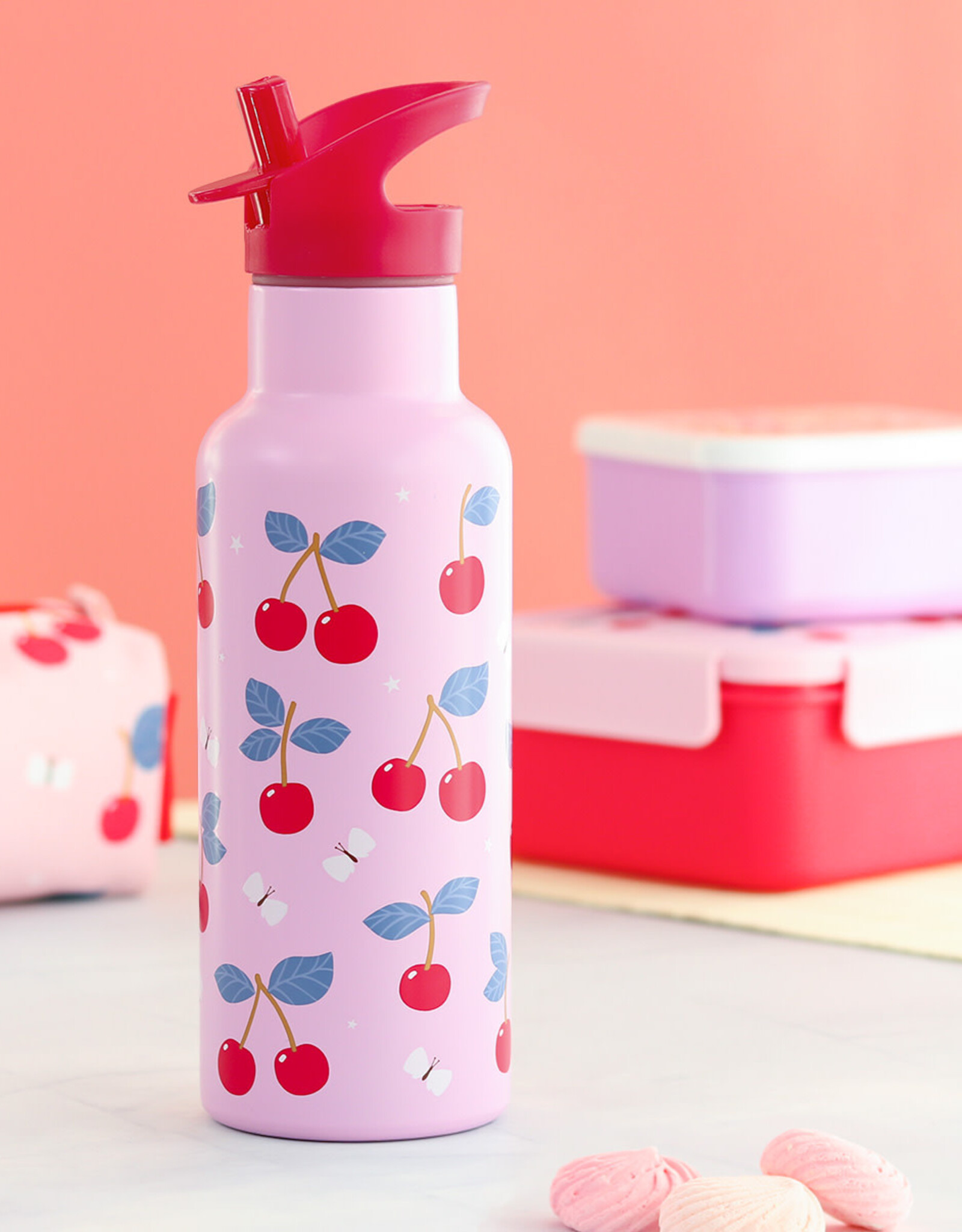 A Little Lovely Company Drinkfles RVS Cherries XL