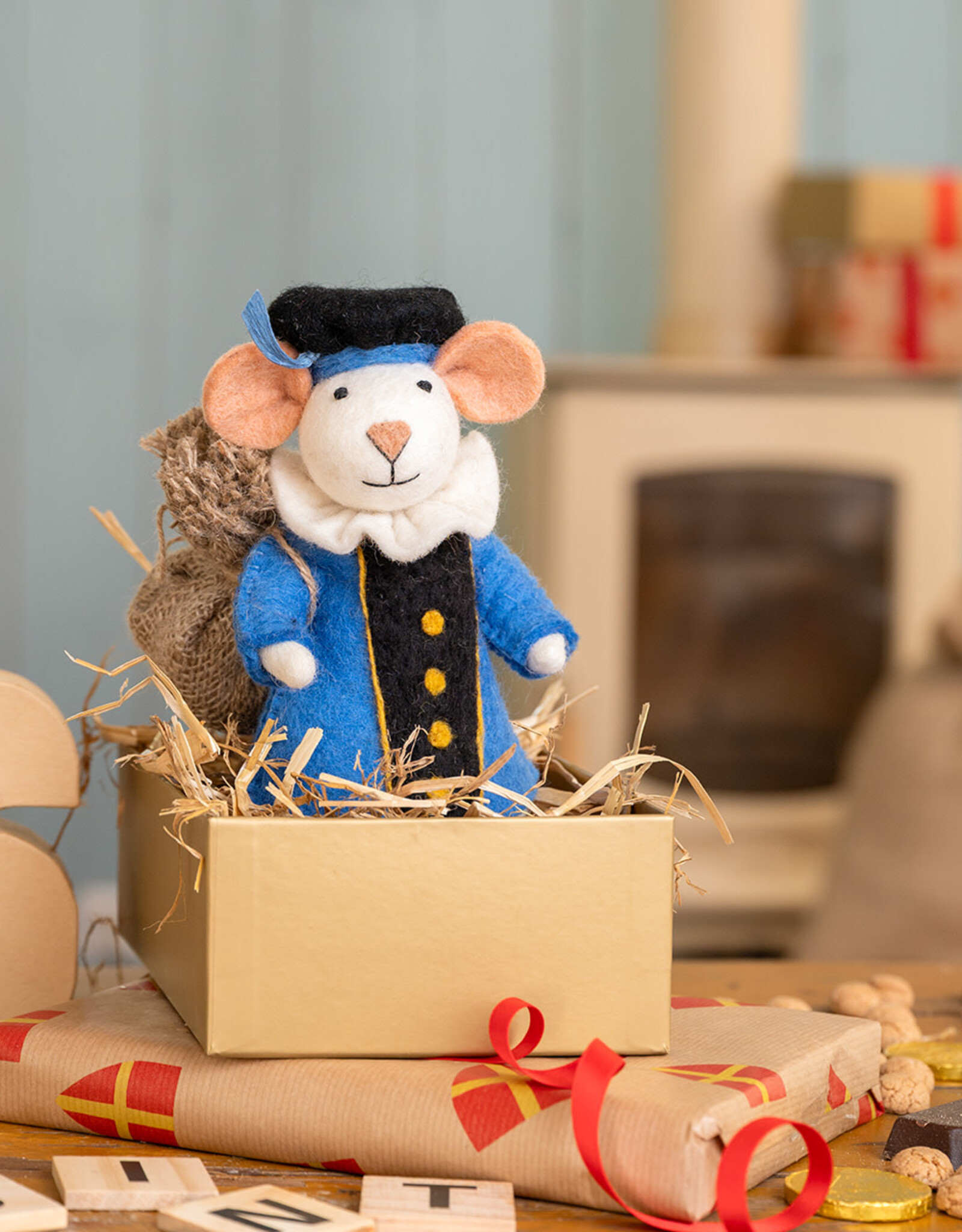 Sjaal met Verhaal Muis Pietermuis Blauw