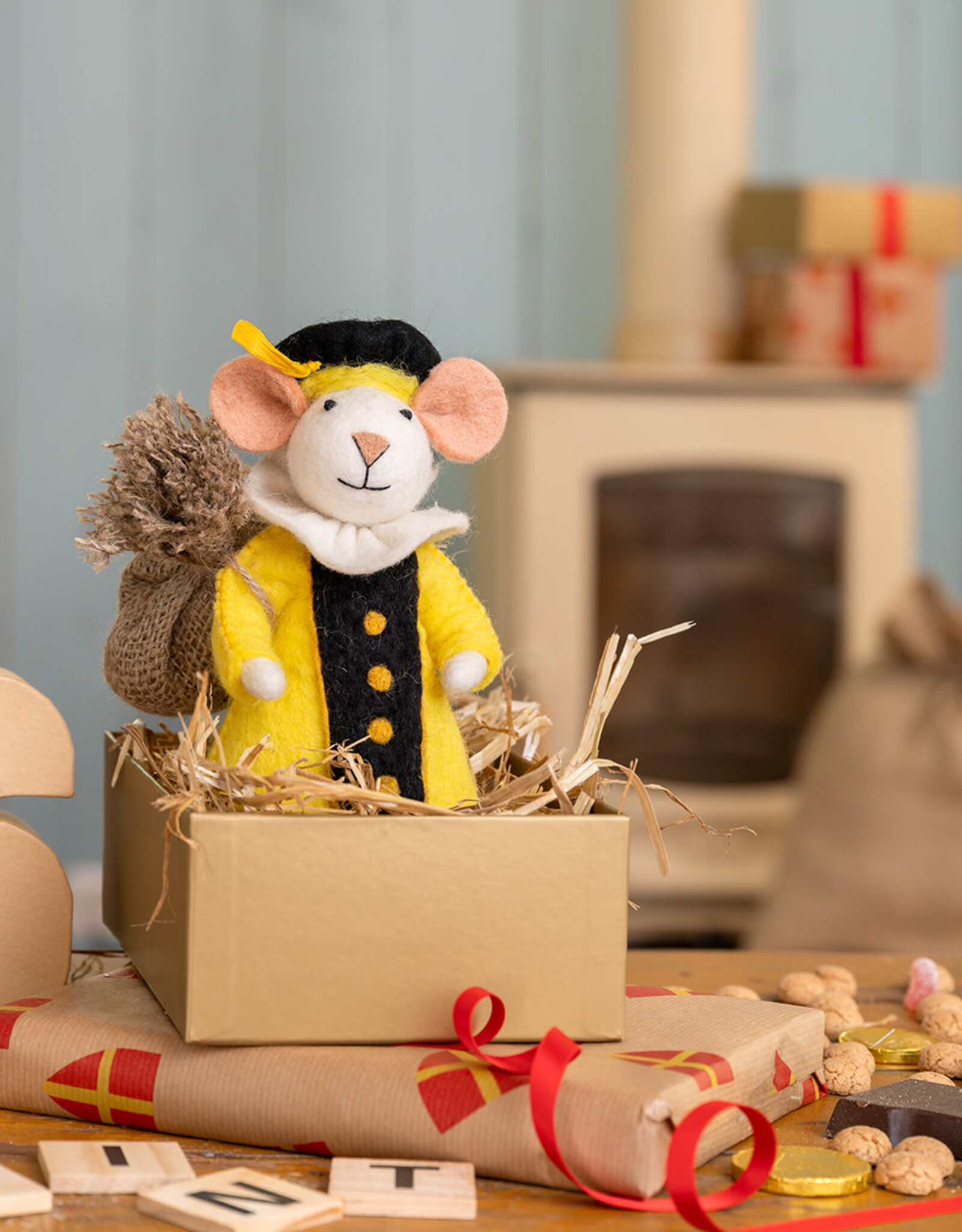 Sjaal met Verhaal Muis Pietermuis Geel