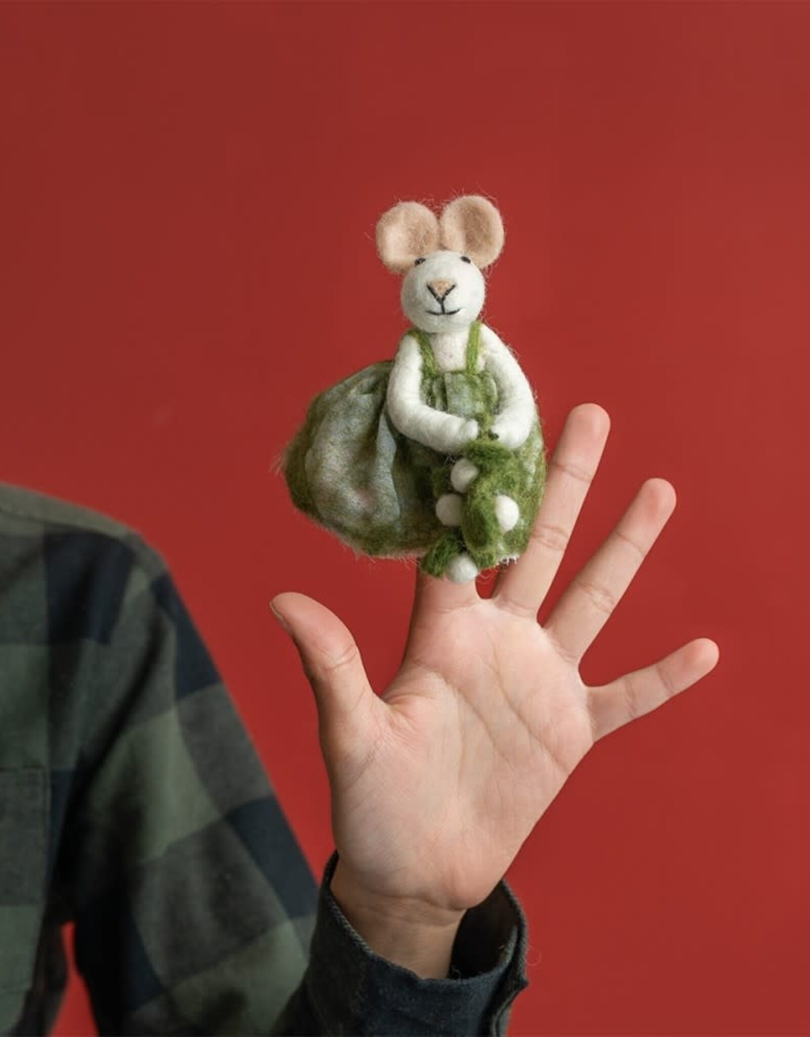 Sjaal met Verhaal Vingerpopje Muis met mistletoe