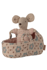 Maileg Baby Muis in reiswiegje roze