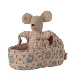 Maileg Baby Muis in reiswiegje roze