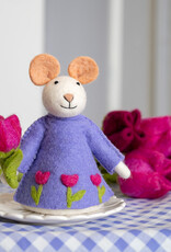 Sjaal met Verhaal Muis met tulp fuchsia