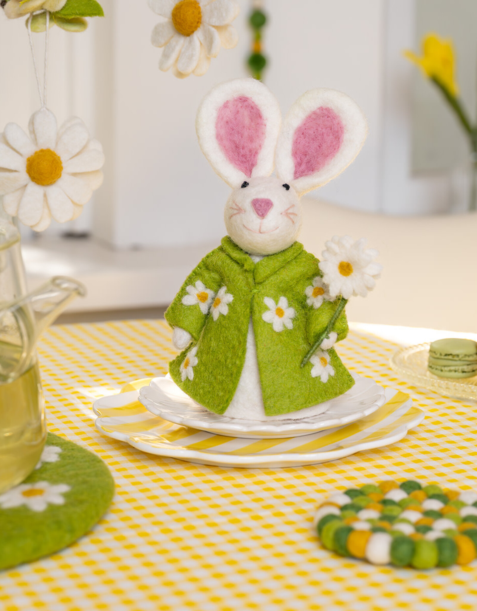 Sjaal met Verhaal Haas Groen met margrietjes