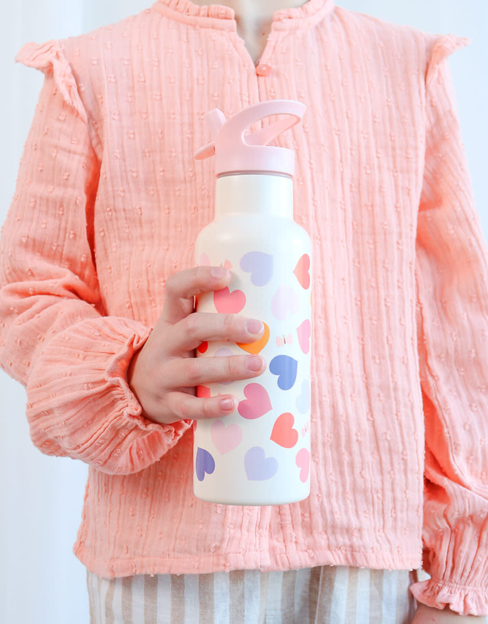 A Little Lovely Company Drinkfles RVS Hartjes XL