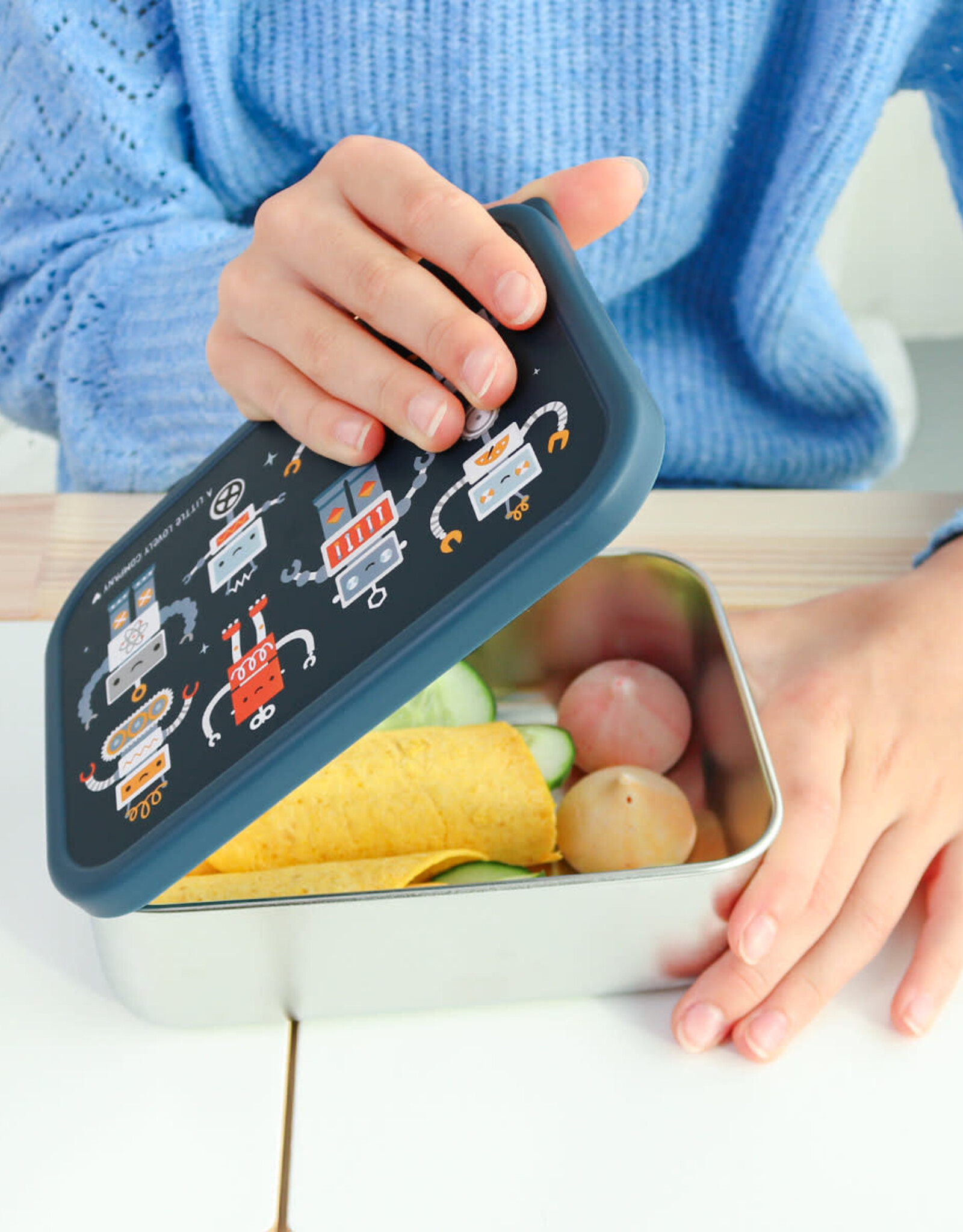 A Little Lovely Company Lunchbox RVS Robots