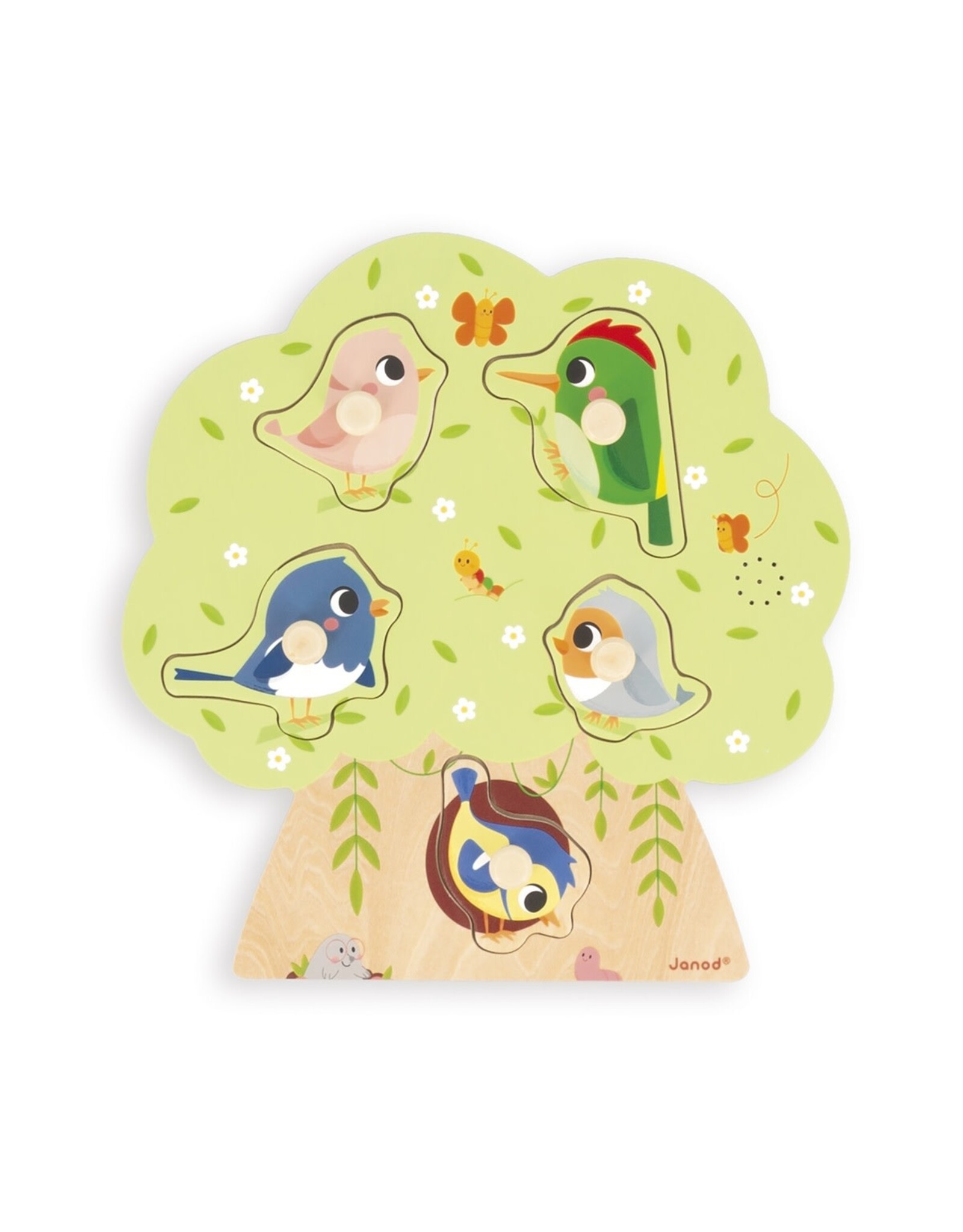 Janod Knoppuzzel met geluid Vogels