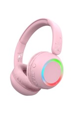 Lalarma Draadloze koptelefoon met discolicht roze