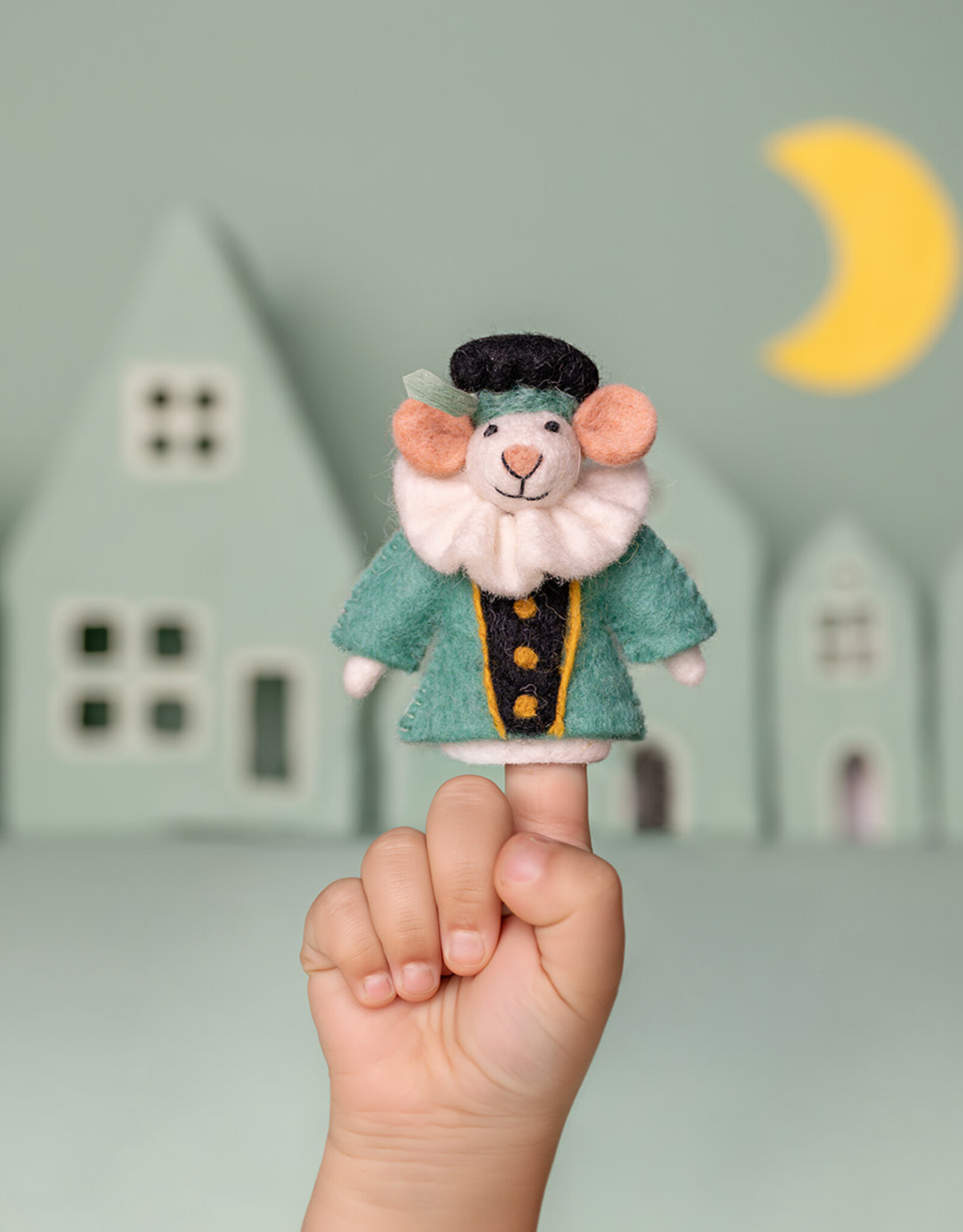 Sjaal met Verhaal Vingerpopje Muis Pietermuis Turquoise