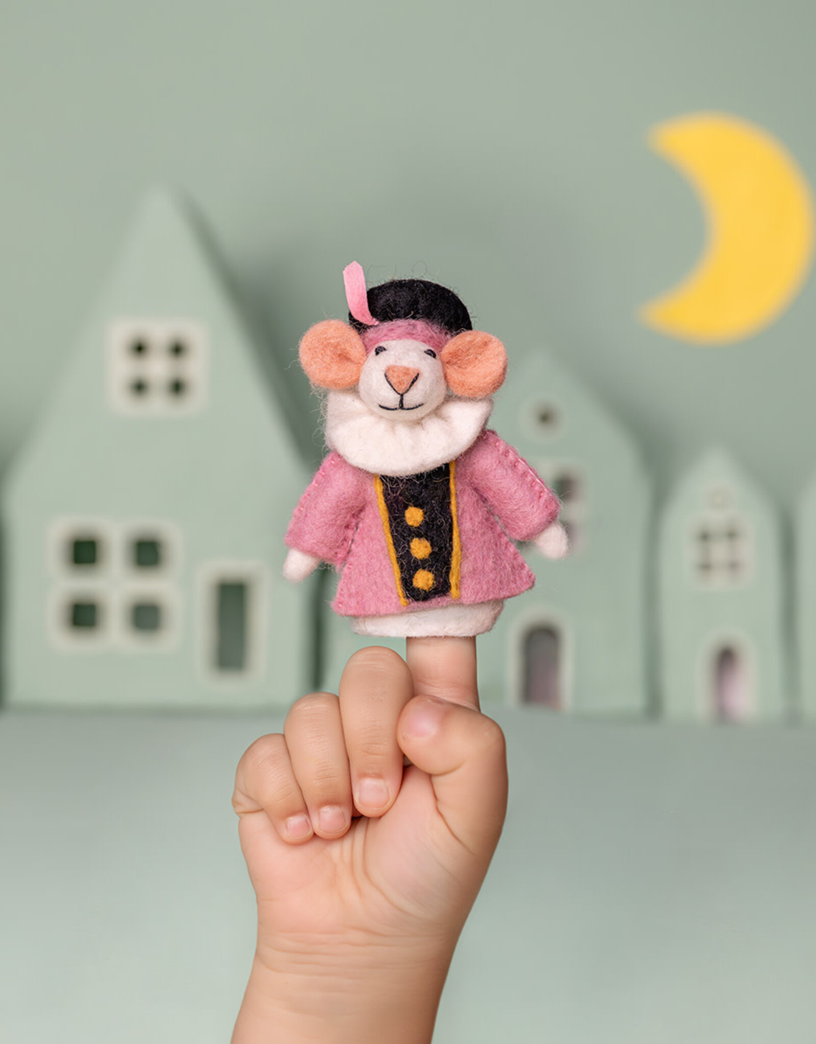 Sjaal met Verhaal Vingerpopje Muis Pietermuis Lichtroze