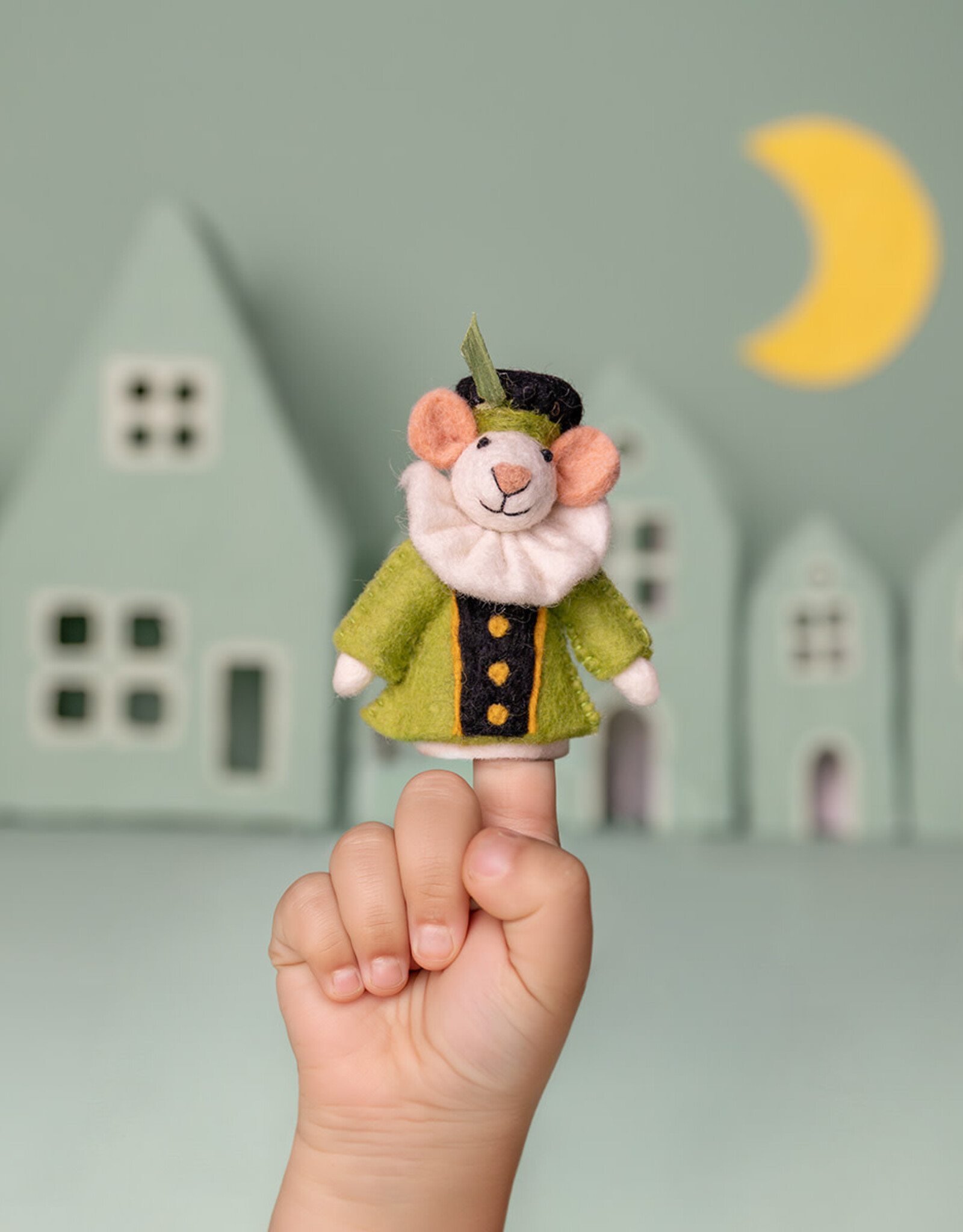 Sjaal met Verhaal Vingerpopje Muis Pietermuis Groen