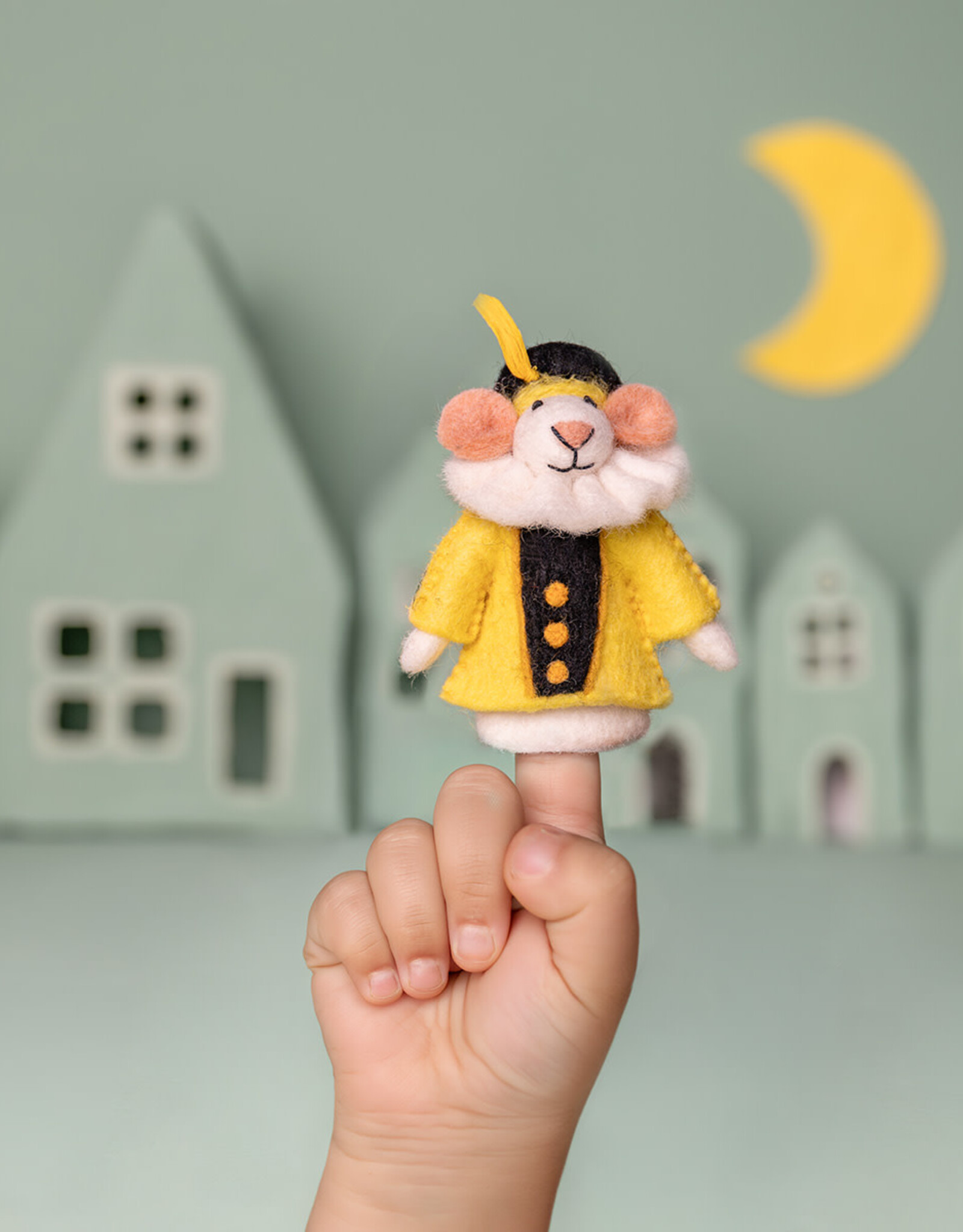 Sjaal met Verhaal Vingerpopje Muis Pietermuis Geel